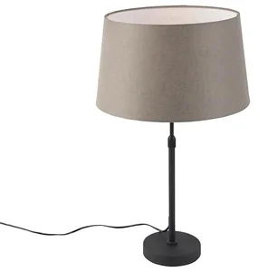 Černá stolní lampa s taupe lněným stínítkem a nastavitelnou výškou