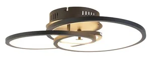 Černá stropní LED lampa 45 cm s stmívačem
