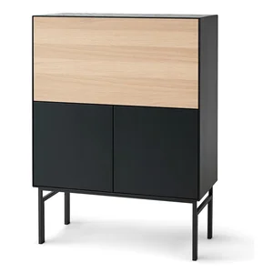Černá vinotéka Edge s dubovým dekorem 91x111 cm