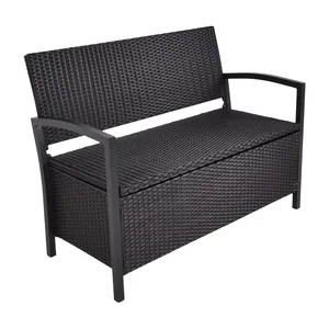 Černá zahradní lavice Ferrara z umělého ratanu