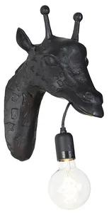 Černá zvířecí nástěnná lampa Žirafa