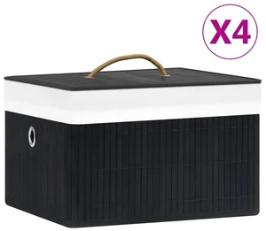 Černé bambusové úložné boxy 4ks