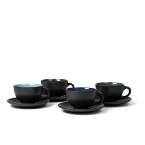 Černé kameninové šálky 4 kusy 240 ml