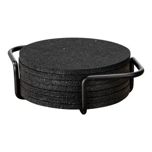 Černé podtácky 8 ks s držákem