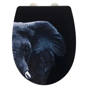 Černé WC sedátko Wenko Elephant z termoplastu