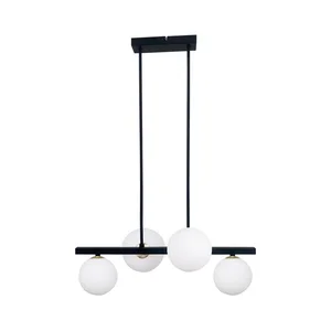 Černé závěsné svítidlo Kama s skleněným stínidlem