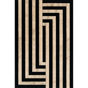 Černo-béžový vlněný koberec Agnus Art Deco 133x190 cm