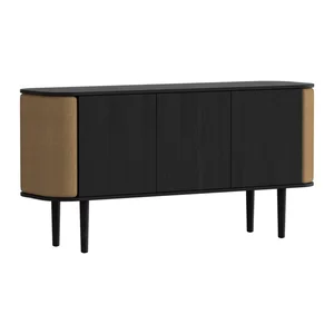 Černo-hnědá dubová komoda Treasures 150x75 cm UMAGE