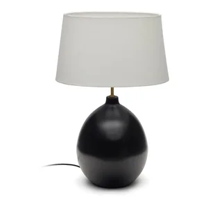 Černobílá stolní lampa Foixa s textilním stínidlem