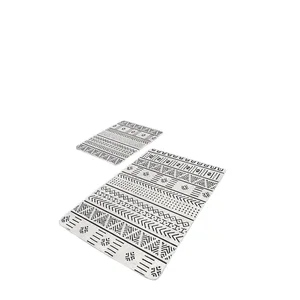 Černobílé koupelnové předložky – sada 2 ks (100 × 60 cm a 60 × 50 cm)