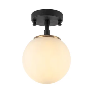 Černobílé stropní svítidlo Atmaca Ø15 cm se skleněným stínidlem