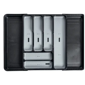 Černošedý rozšiřitelný plastový příborník do zásuvky Addis