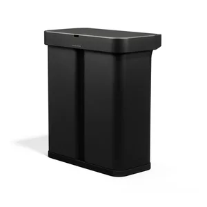 Černý bezdotykový koš Dual Sensor 58 l (34 + 24 l) pro tříděný odpad – simplehuman