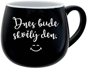 Černý keramický hrníček 300 ml s nápisem