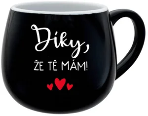 Černý keramický hrníček s vtipným nápisem 300 ml