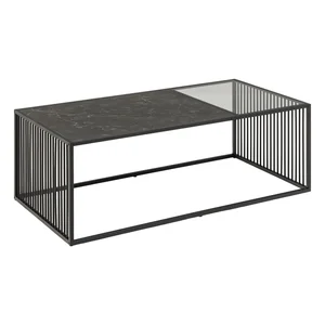 Černý konferenční stolek se skleněnou deskou 60x120 cm Strington
