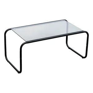 Černý konferenční stolek Ventana 40×80 cm se skleněnou deskou