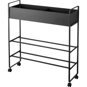 Černý kovový dětský botník Tower Yamazaki 74,5 × 74,5 × 22 cm