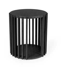 Černý kruhový odkládací stolek Woodman Drum