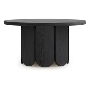 Černý kulatý konferenční stolek, dekor dubu, Ø 78 cm – Soft – Woodman