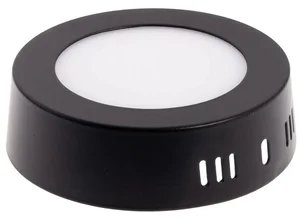 Černý kulatý LED panel 6W – přisazený, stmívatelný, studená bílá