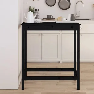 Černý masivní borový barový stolek