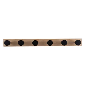 Černý nástěnný věšák z borovicového dřeva Knobs