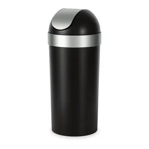 Černý plastový odpadkový koš Venti 62 l
