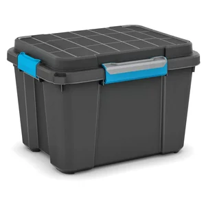 Černý plastový stohovatelný box s víkem 49,5×39×34 cm – Scuba Box – KIS