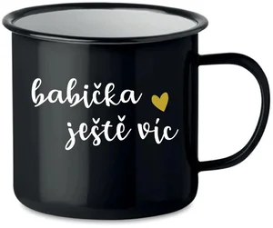 Černý plecháček s motivem Babička Ještě Více 350 ml