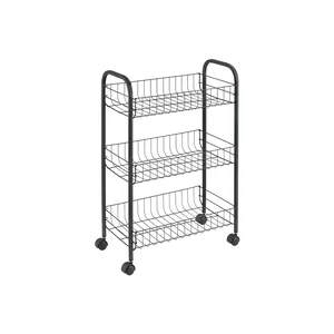 Černý pojízdný vozík z nerezové oceli Metaltex Lugano Lava