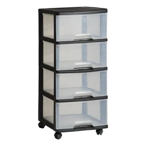 Černý průhledný plastový pojízdný regál 37x80,5 cm – Curver