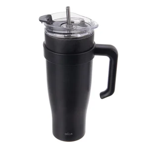 Černý termohrnek 1,2 l s brčkem Orion Termo