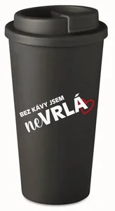 Černý termohrnek 475 ml BEZ KÁVY JSEM NEVRLÁ