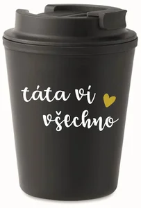 Černý termohrnek TÁTA VÍ VŠECHNO 300 ml