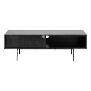 Černý TV stolek Angus Actona 140×45 cm s jasanovým dekorem