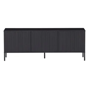 Černý TV stolek Gravure z borovicového dřeva 150×56 cm – WOOOD