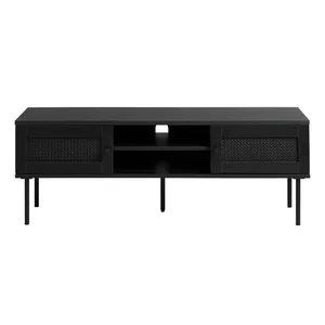 Černý TV stolek Pensacola, dekor dubu 120×43 cm