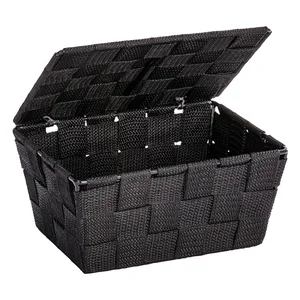 Černý úložný košík s víkem Wenko Adria