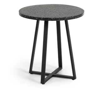 Černý zahradní stůl Tella s kamennou deskou, 70 cm