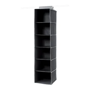 Černý závěsný organizér s 6 přihrádkami