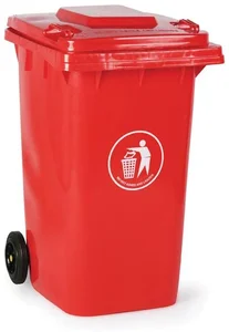 Červená plastová popelnice 240 l s kolečky