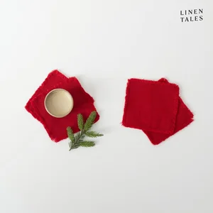 Červené podtáčky, sada 4 ks – Linen Tales