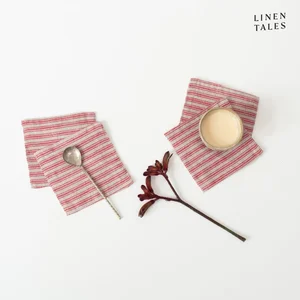 Červeno-přírodní podtácky Linen Tales 4 ks