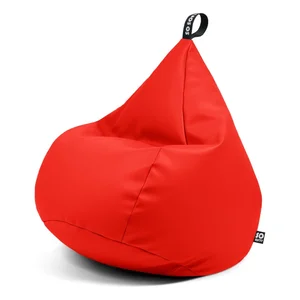 Červený sedací vak Drop L z umělé kůže