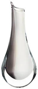 Česká skleněná váza Hutní 02, opálově bílá a kouřově černá, 27 cm