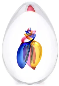 České sklo: ručně tvarované modro-růžové těžítko 7 cm