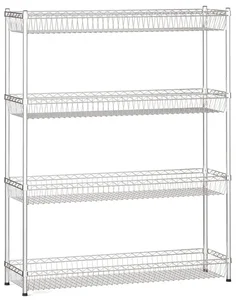 Chromovaný drátěný regál s košovými policemi 1500x1200x350 mm