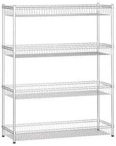 Chromovaný drátěný regál s košovými policemi 1500x1200x450 mm