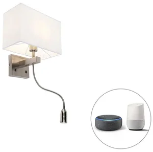 Chytrá nástěnná lampa Bergamo s Wi-Fi, bílé ocelové provedení